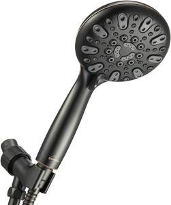 lot 5068 image: Handheld Shower Head, 6 Spray Setting High Pressure Shower Head with Brass Swivel Ball Bracket and Extra Long Stainless Steel Hose, Oil-Rubbed Bronze, 5