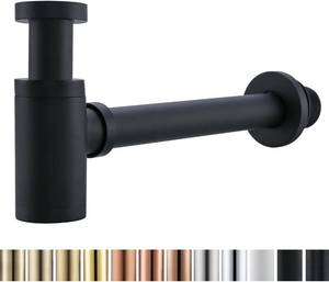 lot 5069 image: RANDOM Brass Contemporary Round Bottle P Trap 1 14,Basin Sink Waste Drain P Trap Kit (Matte Black)