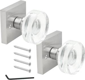 lot 5080 image: Nuk3y Nova Door Knob Crystal Glass Round (Dummys (2 Pack), Satin Nickel)