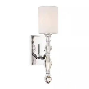 lot 5081 image: $131 Evi 4.5 in. 1-Light Chrome Traditional Wall Sconce with White Linen Shade