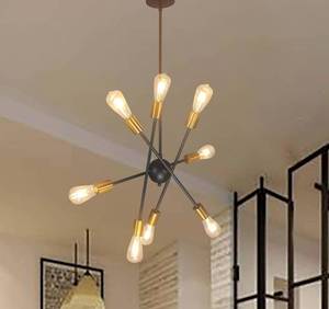lot 5083 image: Sputnik Light Fixture Chandeliers for Dining Room 8- Lights Adjustable Height, colorproof, Durable, Suitable for Dining Room, Foyer, Farmhouse, Living Room