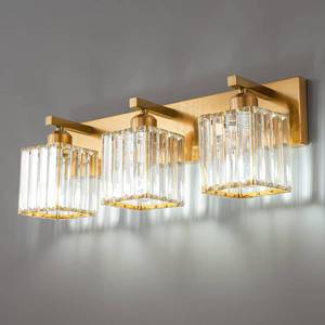 lot 5084 image: 3-Light Modern Bathroom Vanity Light 3-Lights Gold Crystal Bathroom Wall Light Vanity Light Fixtures 20.47-inch Modern Minimalist Design