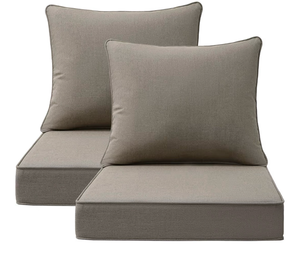 lot 528 image: Outdoor Patio Chair Cushions Set, 24 x 24, Set of 2, Cast ShaleSunbrella, Deep Seat Cushion, Water-Repellent, Fade Resistant, for Backyard, Couch, Sofa and Patio Furniture