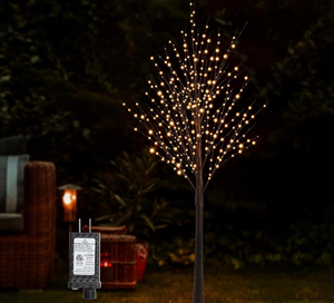 lot 532 image: 6FT Halloween Tree 500 LED Lighted Twig Tree with Twinkle Lights, LED Birch Tree with Timer for Outdoor Indoor Home Party Yard Easter Christmas Decoration (Warm White Light) - Retail $0