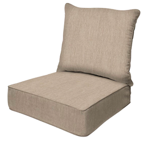 lot 568 image: Honeycomb Outdoor Heritage Deep Seat, 24 x 23, Textured Solid Birch Tan Chair Cushion for Patio Furniture - Retail $0