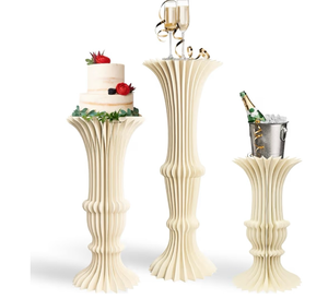 lot 573 image: 3PCS Romapot Cake Stands for Party, Sturdy Cardboard Column with Clear Acrylic Plate, Reusable Round Cylinder Stands for Party, Cake Pedestal Stand, Pillar for Birthday Wedding Dessert - Retail $0