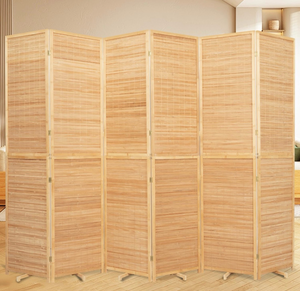 lot 576 image: Bamboo Room Divider Folding Privacy Screens, Wall Divider for Room Separation, Portable Room Partitions and Dividers, 5.6FT Bamboo Mesh Woven Room Divider Panel (Brown, 6 Panel) - Retail $0