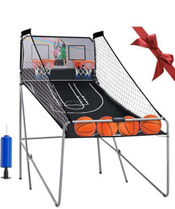 lot 596 image: Foldable Electronic Dual Basketball Arcade Game,Double Shot 2 Player, 8 Game Options w4 Balls LED Scoring System & Indoor Basketball Game for Youth, Adults - Retail $0