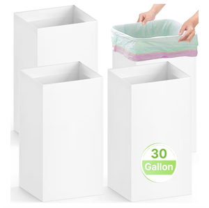 lot 599 image: Large Disposable Trash Cans, Reusable Portable Garbage Can, 30 Gallon (30 H x 14 W x 14 D), Extra Thick Recycled Cardboard Portable Garbage Can and Recycling Bins,White - Retail $0