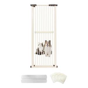 lot 601 image: Lumizone Extra Tall Cat Gate 61.02 High Pressure Mounted Extra Wide 26.38-30.11 (17Sizes) 1.37 Gap No Drilling Auto-Close Tall Pet Gate for Dogs (Cream, 26.38-30.11 W) - Retail $179