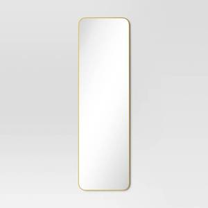 lot 618 image: Over-the-Door Mirror Metal Brass - Threshold�� Modern Full Body, Space-Saving Design - Retail $140