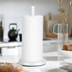 lot 9011 image: E-ROOM TREND White Paper Towel Holder - Weighted Countertop Stand for Kitchen & Bathroom (A075)