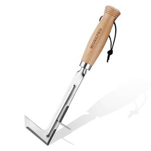 lot 9024 image: WORKPRO Crack Weeder, 12 Stainless Steel Crevice Weeding Tool with Beech Wood Handle, L-Shaped Side-Walk Weed Puller Spatula, for Garden Lawn Yard Patio Terrace Paving Moss, Small Gardening Tool