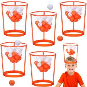 lot 9049 image: Head Hoop Basketball Party Game Set for Kid Adult Carnival Game Portable Adjustable Basket Net Headband with Balls for Birthday Carnival Office Indoor Outdoor Activity Fun Gift Back to School(66 Pcs)