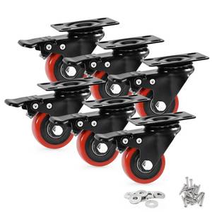 lot 9050 image: Caster Wheels, Heavy Duty 2 Inch Casters Set of 6, Locking Swivel Casters Wheels for Cart, Furniture and Workbench, Red