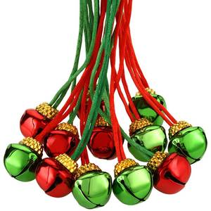 lot 9074 image: Gejoy 60 Pieces Christmas Bell Necklaces Xmas Bell Decorations for Holiday Supplies (Red and Green)