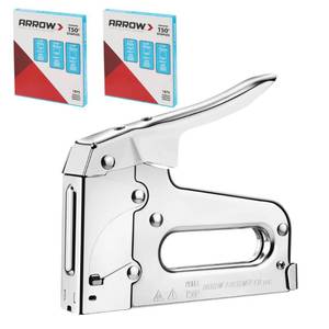 lot 9079 image: Arrow T50 Heavy Duty Staple Gun Kit, All Chrome Steel Stapler, for Upholstery Professional Projects
