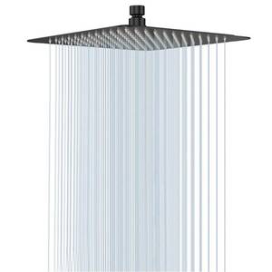 lot 9101 image: NearMoon Rain Shower Head, High Flow Stainless Steel Square Rainfall Shower, Waterfall Bath Shower Body Covering, Ceiling or Wall Mount (12 Inch, Matte Black)