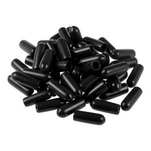 lot 9105 image: uxcell 50pcs Rubber End Caps 4mm ID Vinyl Round Tube Bolt Cap Cover Screw Thread Protectors Black, 0.16 inch