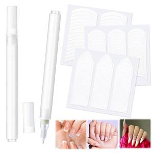 lot 9108 image: Dunzoom French Manicure Kit Include 2 Pcs French Manicure Pen 0.12 Ounce White Tip Pen 111 Count Tip Nail Stickers Strips Tool for Women DIY Pedicure Nails Kit