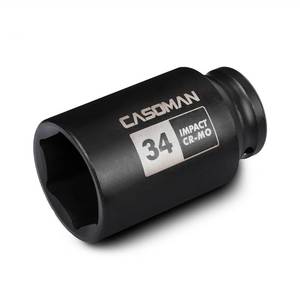 lot 9109 image: CASOMAN 12 Drive x 34 mm Deep 6 PT Impact Socket, CR-MO, 12-inch Drive 6 Point Axle Nut Socket for Easy Removal of Axle Shaft Nuts (34MM)