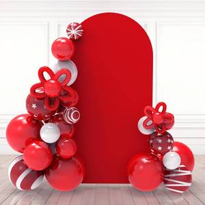 lot 9120 image: Babenest 7.2Ft Red Wedding Arch, Spandex Fitted Arch Backdrop for Photography, Round Top Chiara Stand Cover for Party Ceremony Birthday Baby Shower Anniversary Decoration