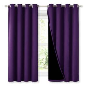 lot 9125 image: NICETOWN 100% Blackout Curtain Panels, Thermal Insulated Black Liner Curtains for Kitchen, Noise Reducing and Cold Blocking Drapes for Windows (Set of 2, Royal Purple, 52-inch Wide by 63-inch Long)
