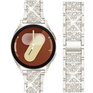 lot 9129 image: Mosonio Compatible with Samsung Galaxy Watch 7 6 5 Band 40mm, 20mm Bling Jewelry Metal Band for Women for Galaxy Watch Starlight,40 mm