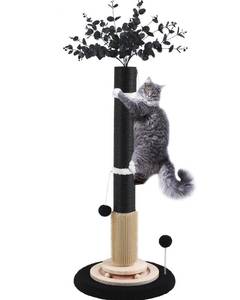 lot 9130 image: Scratching Posts for Indoor Cats Adults,45 Tall Halloween Gothic Scratching Post with 3.5Inch Diameter Sisal Rope,Black Cat Scratcher with Interactive Ball Toys Self Groomer Brush for Large Cats