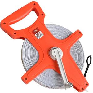 lot 9135 image: Sutekus Tape Measure 12 Open Reel Measure Tape Dual Sided Fiberglass Measuring Reel with Feet and Meters for Yard Field Engineer (330FT)