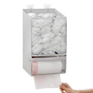 lot 9137 image: Vorshape Bag Saver - Extra Large 2 in 1 Plastic Bag Holder Storage, Durable Mesh Grocery Hanging Trash Dispenser Roll Organizer for Home KitchenBathroomLaundry, Multi-purpose for Daily (Light Grey)