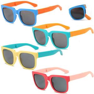 lot 9141 image: Ricawa 3 Pack Kids Sunglasses, Foldable Toddler Sunglasses Age 2-4 6-8 10-12 Boys Girls, Cute Sun Glasses for Kids(Rectangle)