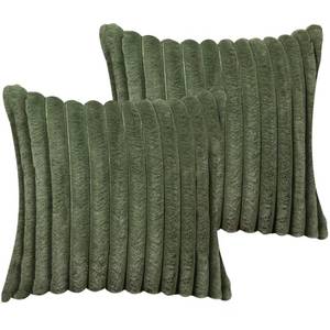 lot 9166 image: 18x18 Throw Pillow Covers Set of 2, Decorative Faux Fur Covers for Bed, Couch Soft Fluffy Pillow Cover with Velvet Back for Living Room, Neutral Home D�cor Accent for Sofa - Green