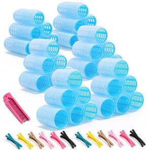 lot 9186 image: 49PCS Self Grip Hair Rollers Set with Duckbill Clips &amp Comb 3 Sizes for Effortless Volume, Waves &amp Curls No Heat, All Hair Types