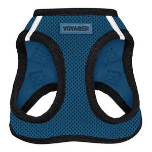 lot 9188 image: Best Pet Supplies - All Weather Mesh  Plush, Reflective, No Pull Harness for Small, Medium Dogs, Cats - Secure with Hook & Loop Fastener, Buckle, Double D-Rings - BlueBlack Trim, M