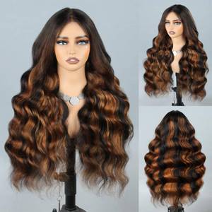 lot 9219 image: 9x6 Glueless Wigs Human Hair Pre Plucked Pre Cut 1B30 Highlight Body Wave Wear and Go Glueless Wigs Human Hair for Women Bleached Tiny Knots Body Wave Human Hair Wigs 210% Density 22 Inch