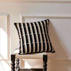 lot 9225 image: Black Cream Modern Strip Tufted Throw Pillow Covers��Neutral Textured Minimalism Chunky Pillowcases,Bohemian Mid Century Geometric Sham for Couch,1PC,18x18 Inch
