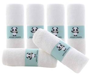 lot 9239 image: HIPHOP PANDA Baby Washcloths, Rayon Made from Bamboo - 2 Layer Ultra Soft Absorbent Newborn Bath Face Towel - Reusable Baby Wipes for Delicate Skin - White, 6 Pack