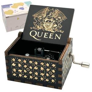 lot 9249 image: Pursuestar Bohemian Rhapsody-Queen Wood Music Box, Hand Crank Engraved Vintage Wooden Musical Box Gift for Birthday Valentine Wedding Christmas Thanksgiving Day