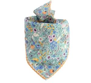 lot 9256 image: Arumary Soft Cotton &amp Viscose(Bamboo) Floral Bandanas, Hair wrapper, Headband, Handkerchief, Hair scarf, Neckerchief, 21 X 21 (Garden Green)