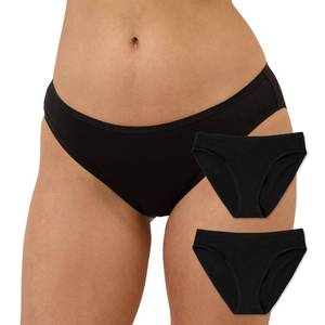 lot 9261 image: Pact Womens Bikini Underwear, Classic Fit Organic Cotton Panties with High Cut Leg, 2 Pack, BlackBlack Small