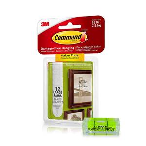 lot 9275 image: Picture Hanging Kit  Picture Hanging Strips Large & Leveler  11-Pair  Perfect for Hanging Small & Large Frames, Photos, Pictures, Posters on Walls Drywalls  No Nail Hook Damage