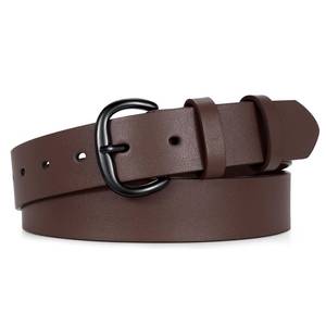 lot 9276 image: JASGOOD Women Coffee Leather Belt for Jeans Pants Black Buckle Lady Casual Dress Waist Belt,Coffee