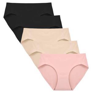 lot 9287 image: FallSweet No Show Underwear for Women Seamless High Cut Briefs Mid-waist Soft No Panty Lines,Pack of 5(bk2be2pk1,M)