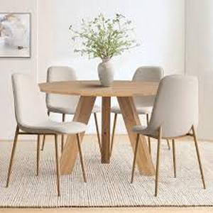 lot 30108 image: Pop Maison Walnut Beige Dining Chair - Set of 2 -Retail- $264.00