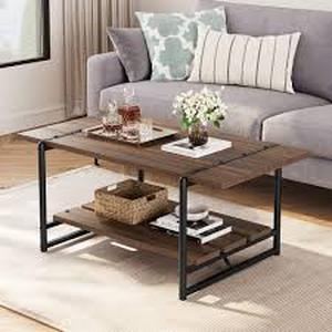 lot 30128 image: Modern Farmhouse Coffee Table with Storage Shelf - 2-Tier