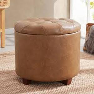 lot 30135 image: Channell Leatherette Storage  Ottoman -Retail- $229