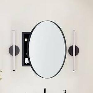 lot 30164 image: Seenaa Surface Mount Framed Medicine Cabinet with Mirror -Retail- $229