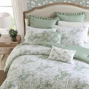 lot 29855 image: Laura Ashley Toile Delight Cotton Reversible Comforter Bonus Set
