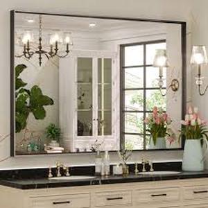 lot 29866 image: Stemn 1.6 In. Thick Bathroom Vanity Mirror Decorative Wall Mirror